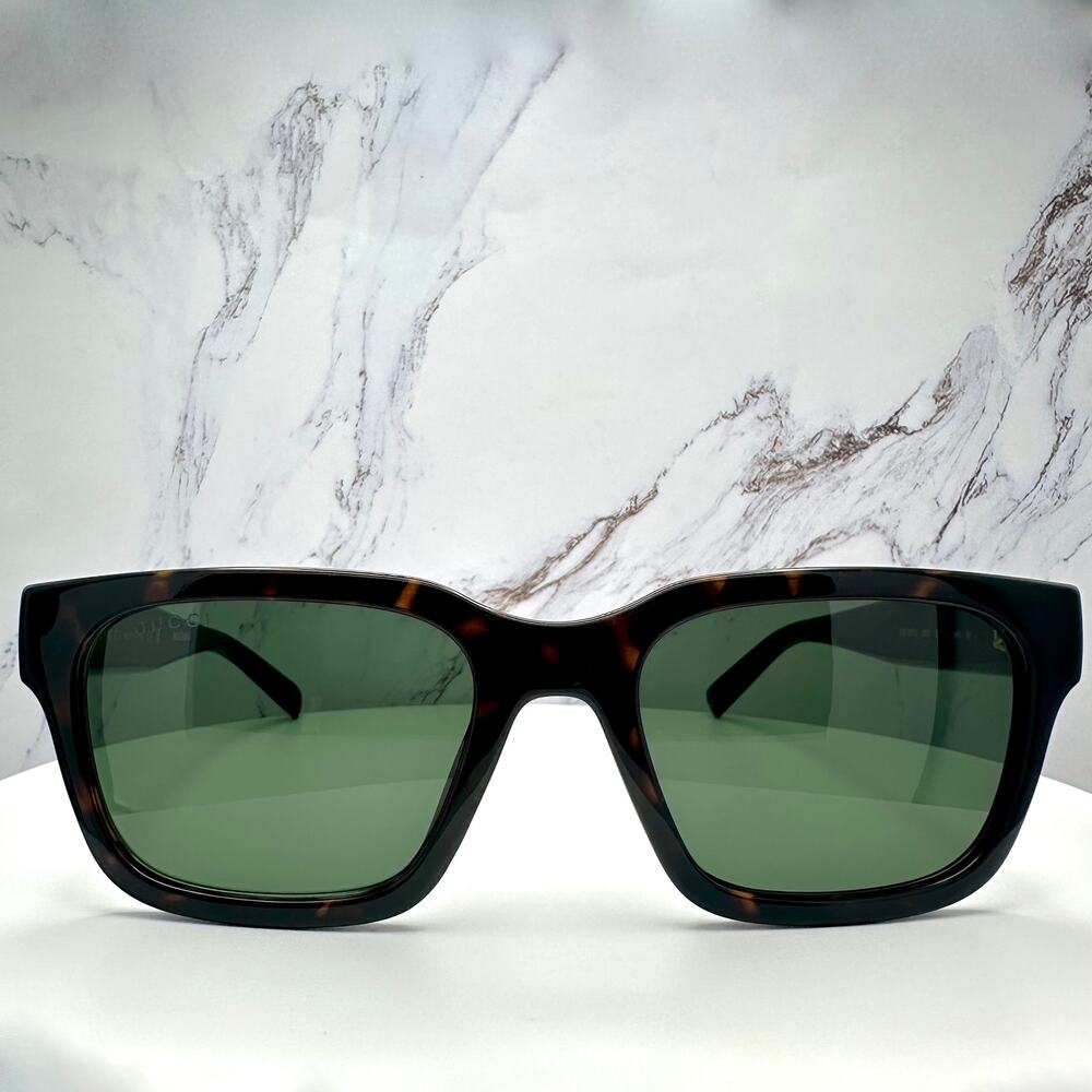 New GUCCI Sunglasses Brown Gold Red Green Web 55-20-145 mm Mens Square Gucci - Picture 2 of 16